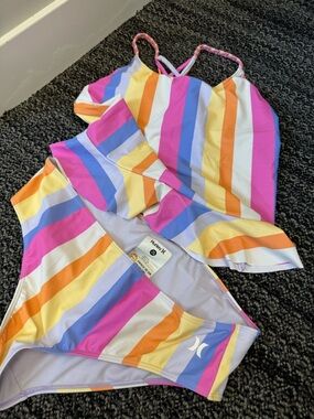 Hurley Multicolor Striped Tankini Set. Sz 18-20